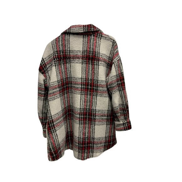 Bagatelle Plaid Shacket Jacket Red Black Grey - Picture 3 of 4